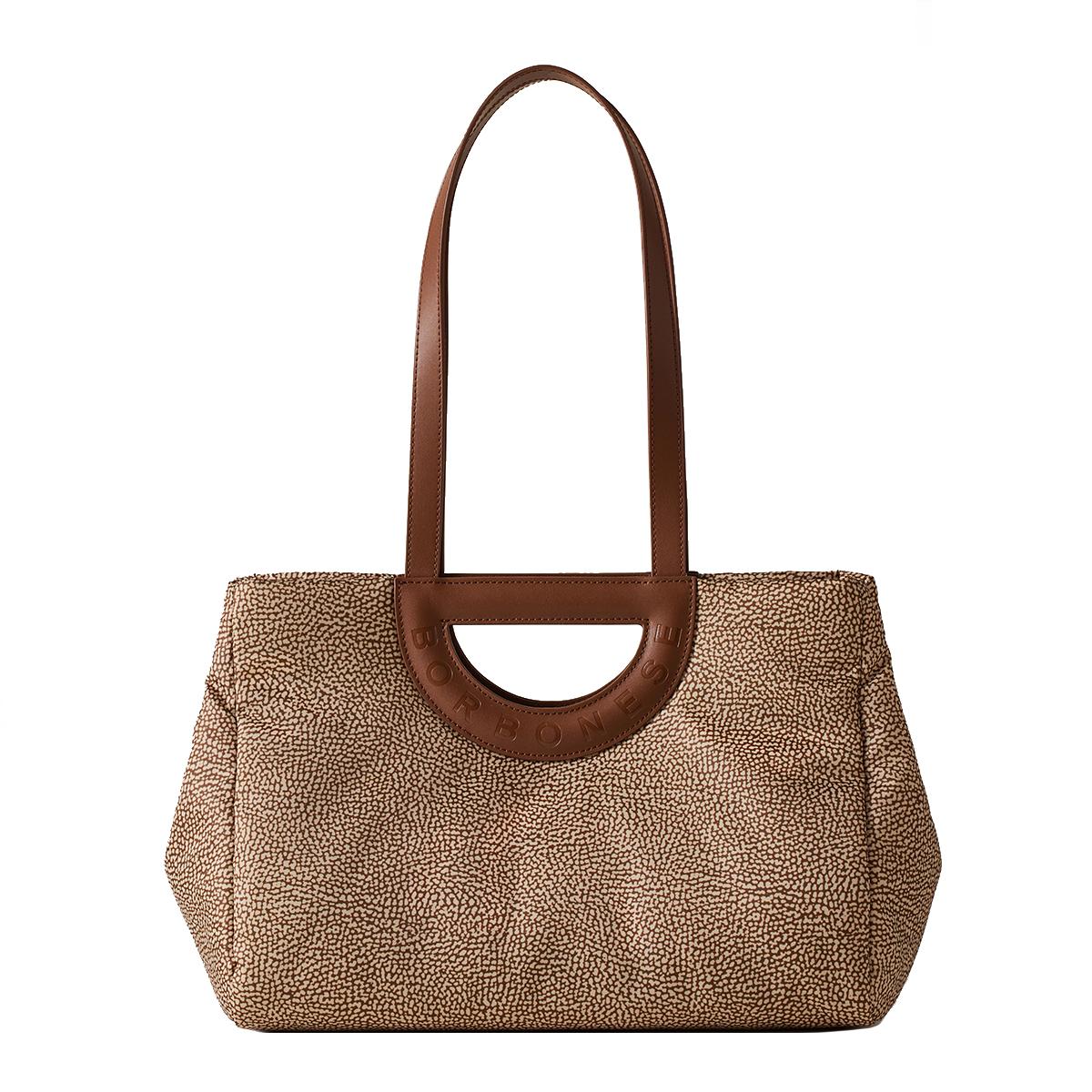 Borbonese Bouche Shopper Medium Beige Marrone - 1