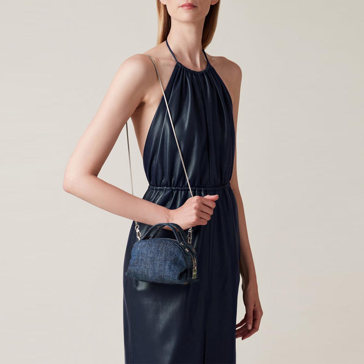 Borbonese Bauletto Sexy Mini Denim Legacy Blu Verde - 6