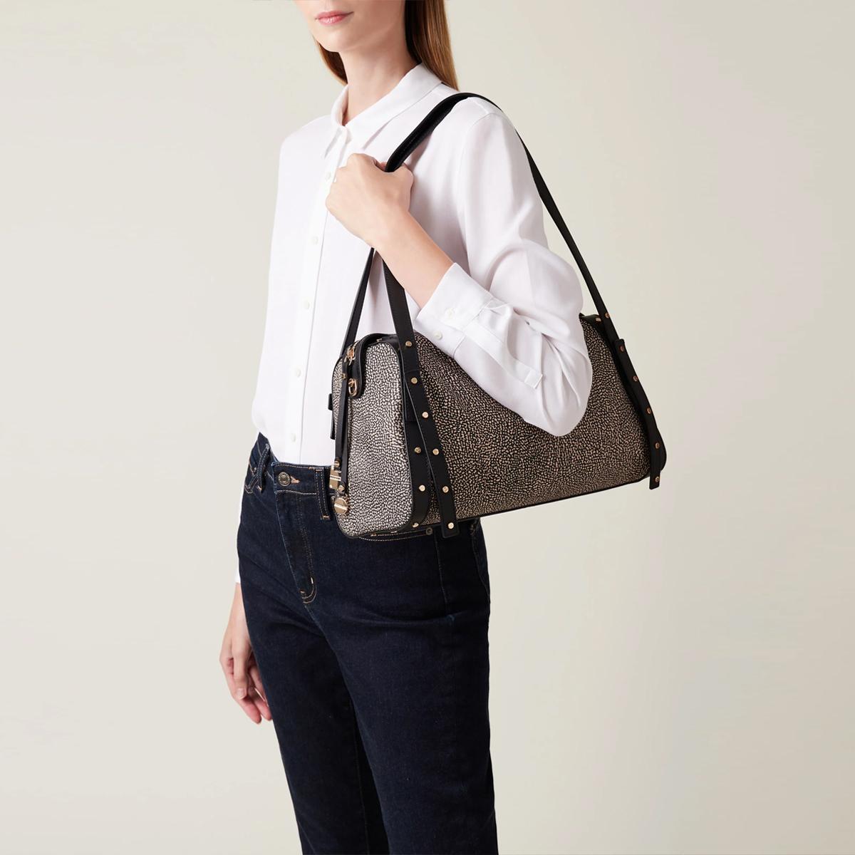 Borbonese Bauletto Metropole Medium OP Naturale Nero - 5