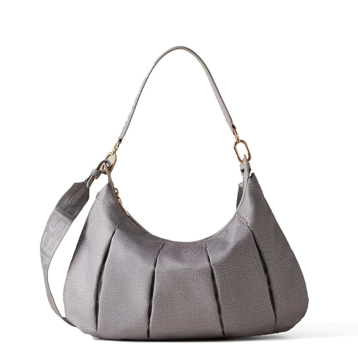 Borbonese Hobo Bag Croissant Medium Cloud - 1