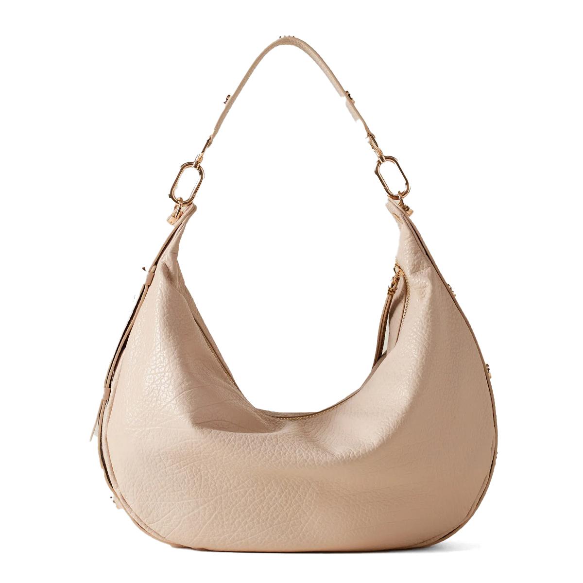 Borbonese Hobo Bag Oyster Medium in pelle Porridge - 3