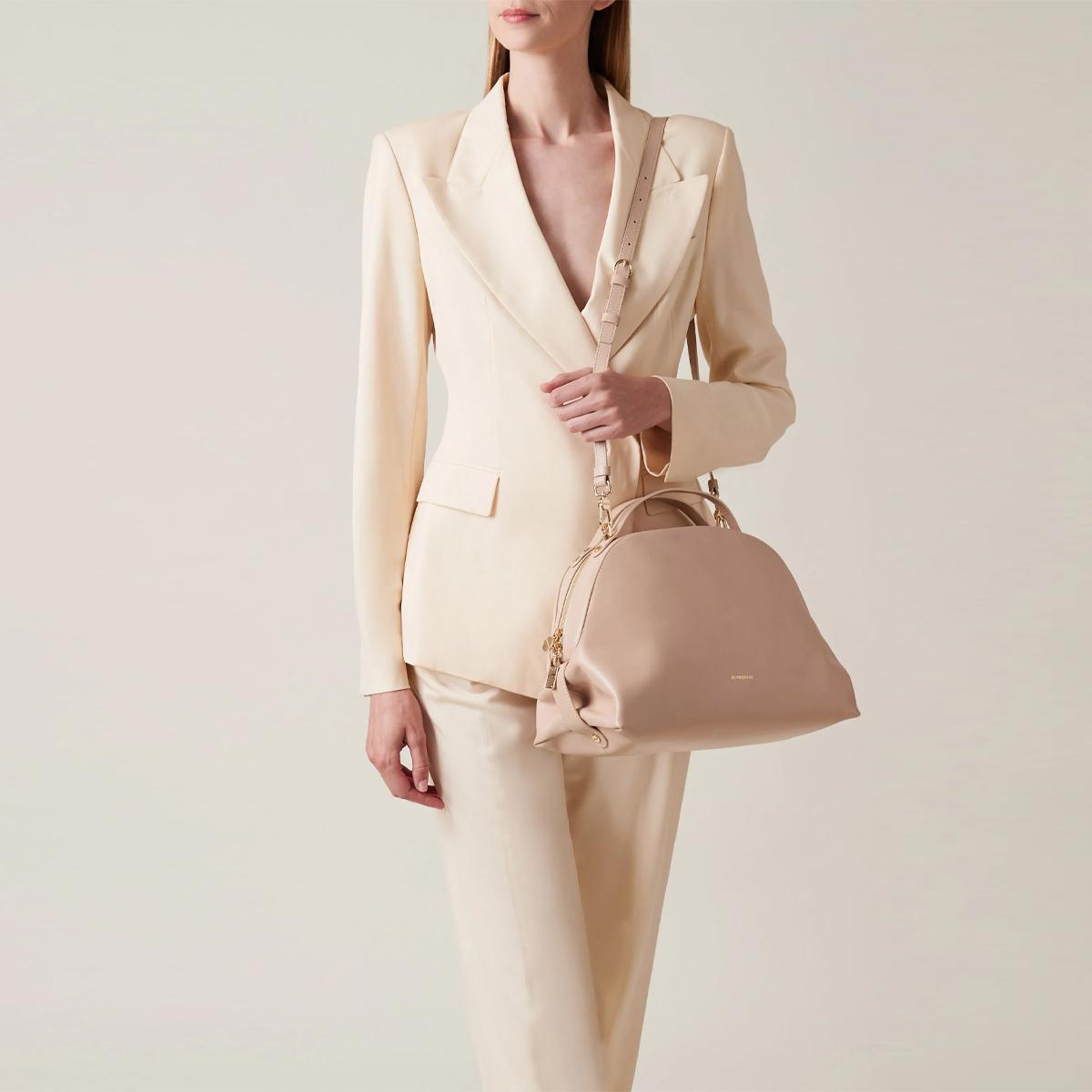 Borbonese Borsa a mano Sexy Bag Medium in pelle Porridge - 5