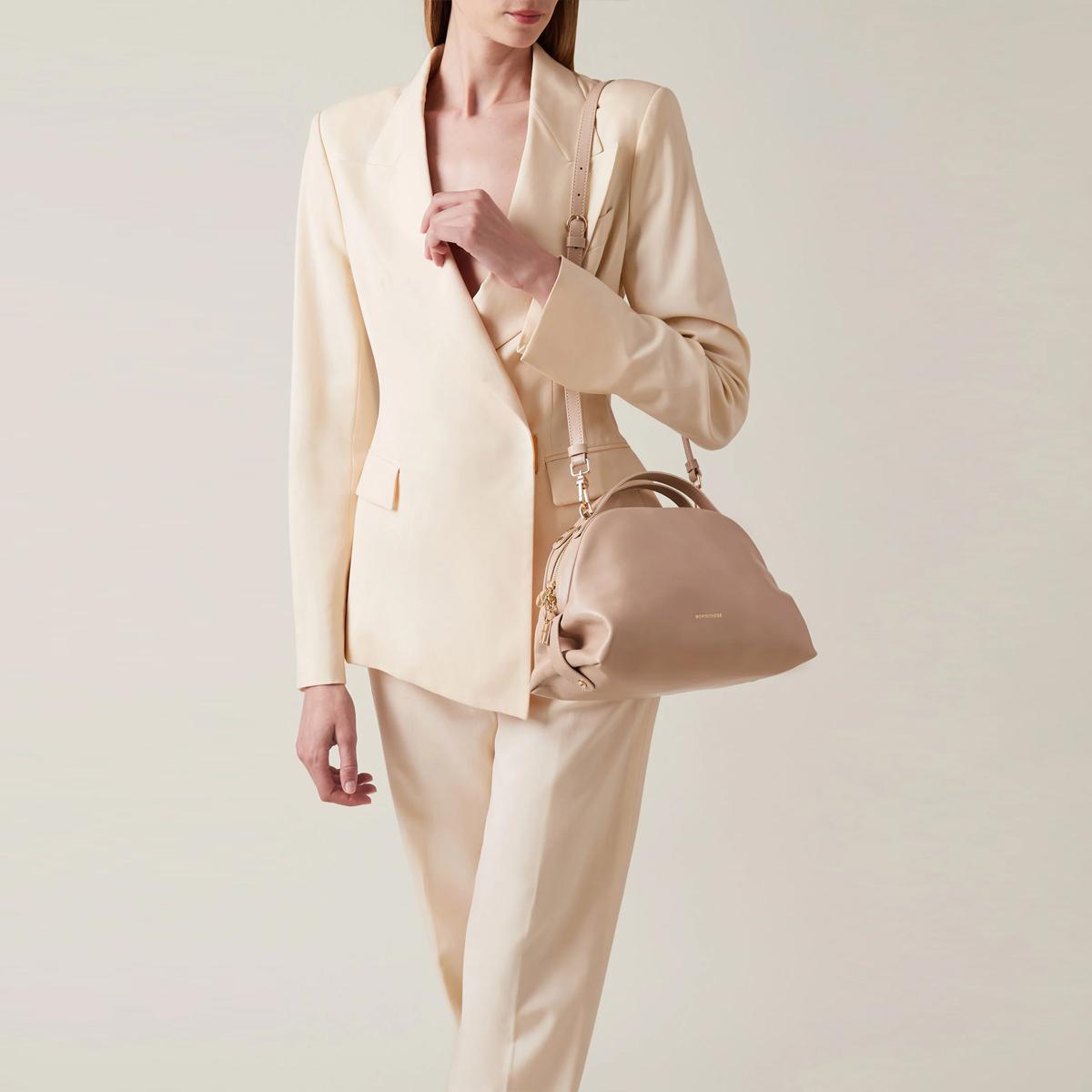 Borbonese Borsa a mano Sexy Bag Small in pelle Porridge - 5