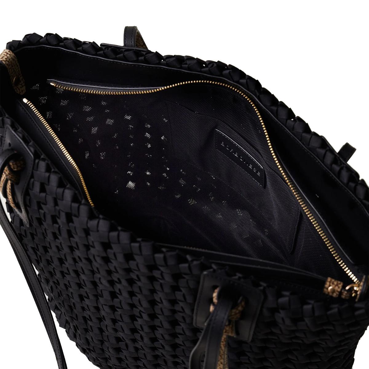 Borbonese Shopping Bag La Nido Large Nero OP Naturale - 4