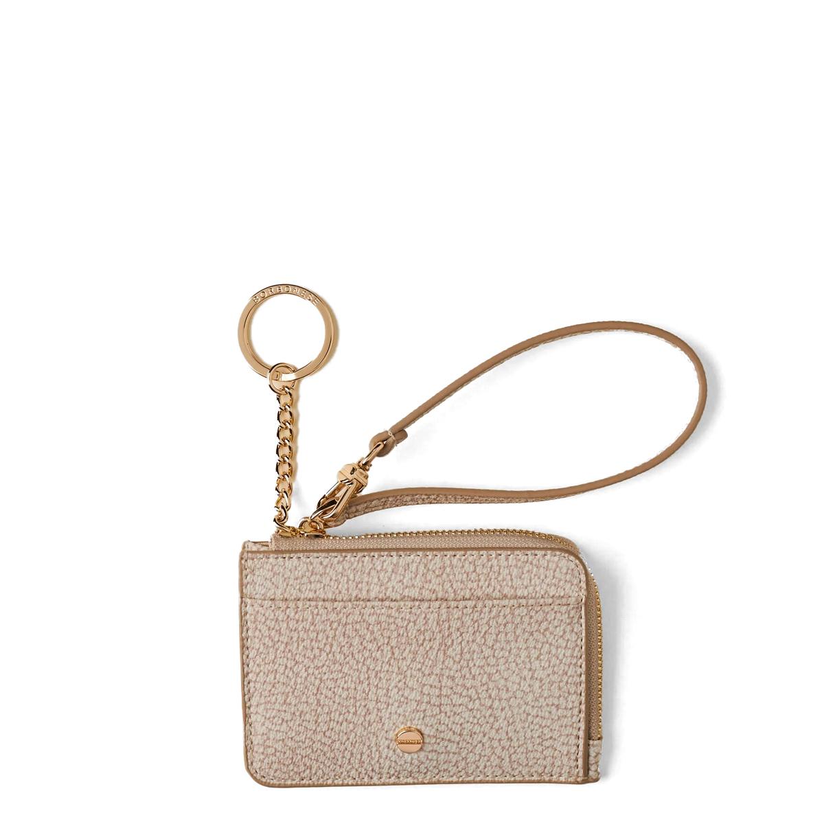 Borbonese Portafoglio con Portachiavi in tela rivestita Sabbia - 3