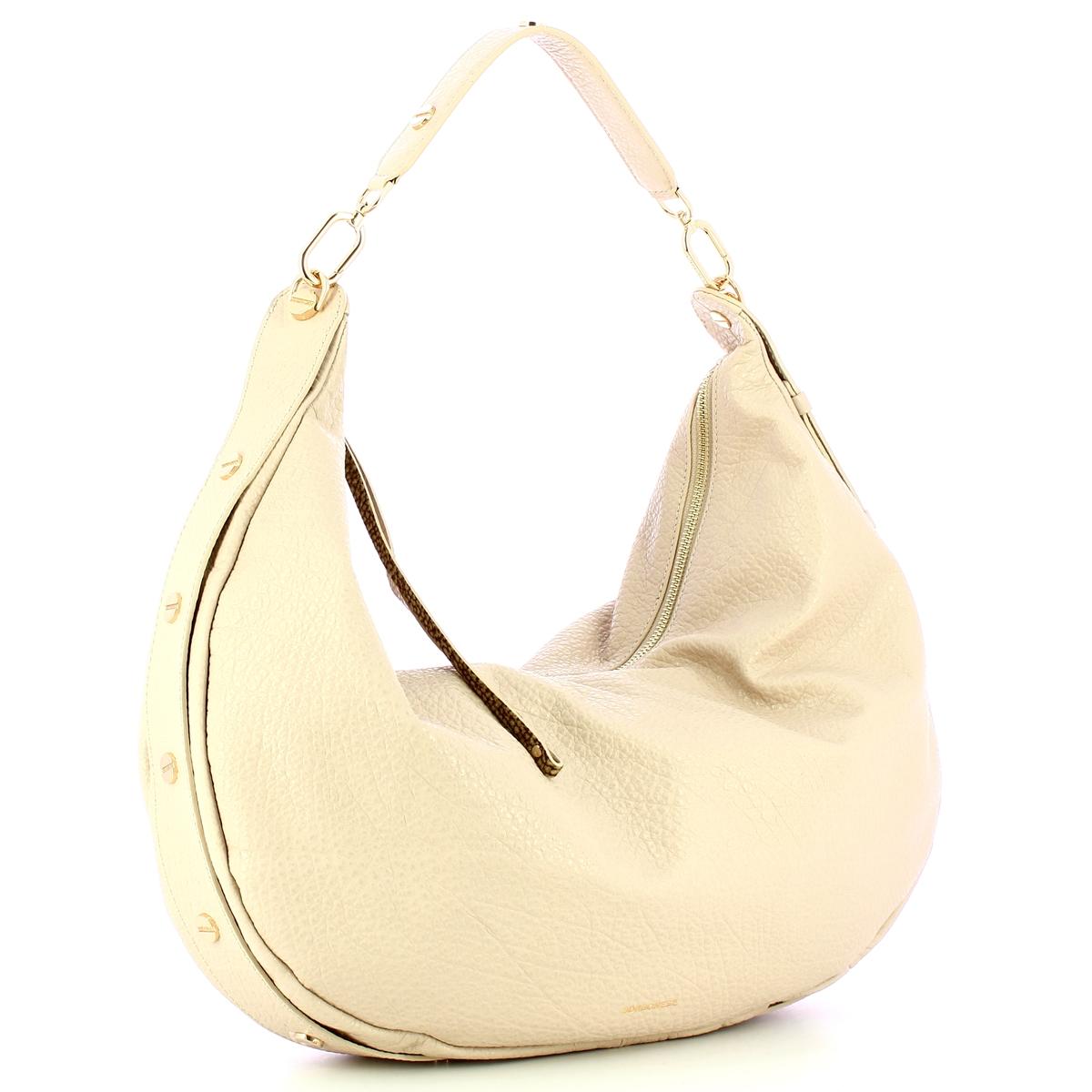 Borbonese Hobo Bag Oyster Large in pelle Porridge - 2