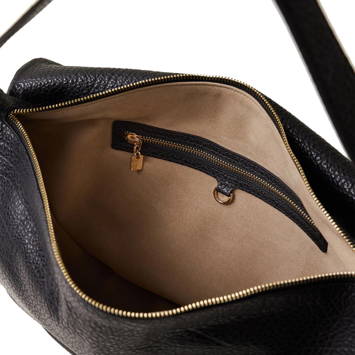 Borbonese Hobo Bag Nueve Medium in pelle Nero - 4