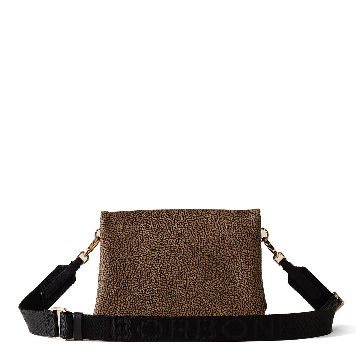 Borbonese Mini Borsa a tracolla in tela rivestita OP Naturale Nero - 3