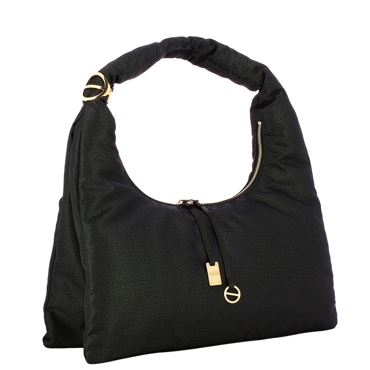Borbonese Hobo Bag Twinnie Large Dark Black - 2