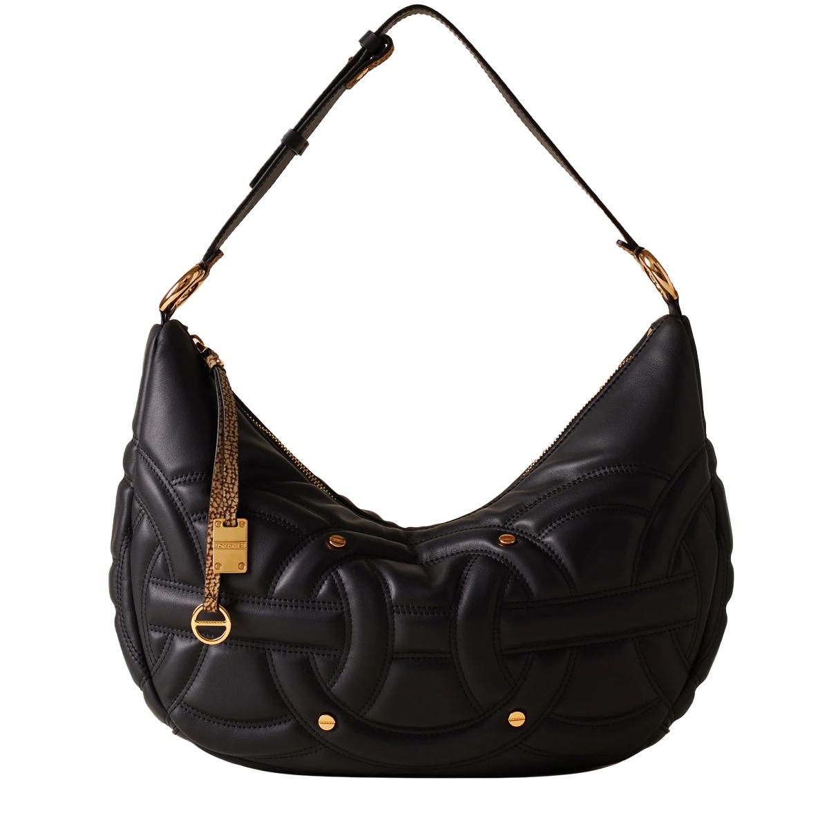 Borbonese Rondo' Borsa Hobo Medium Nero OP Naturale - 1