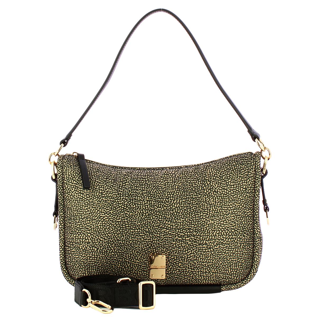 Borbonese Borsa a spalla Cahier Medium OP Naturale Nero - 4