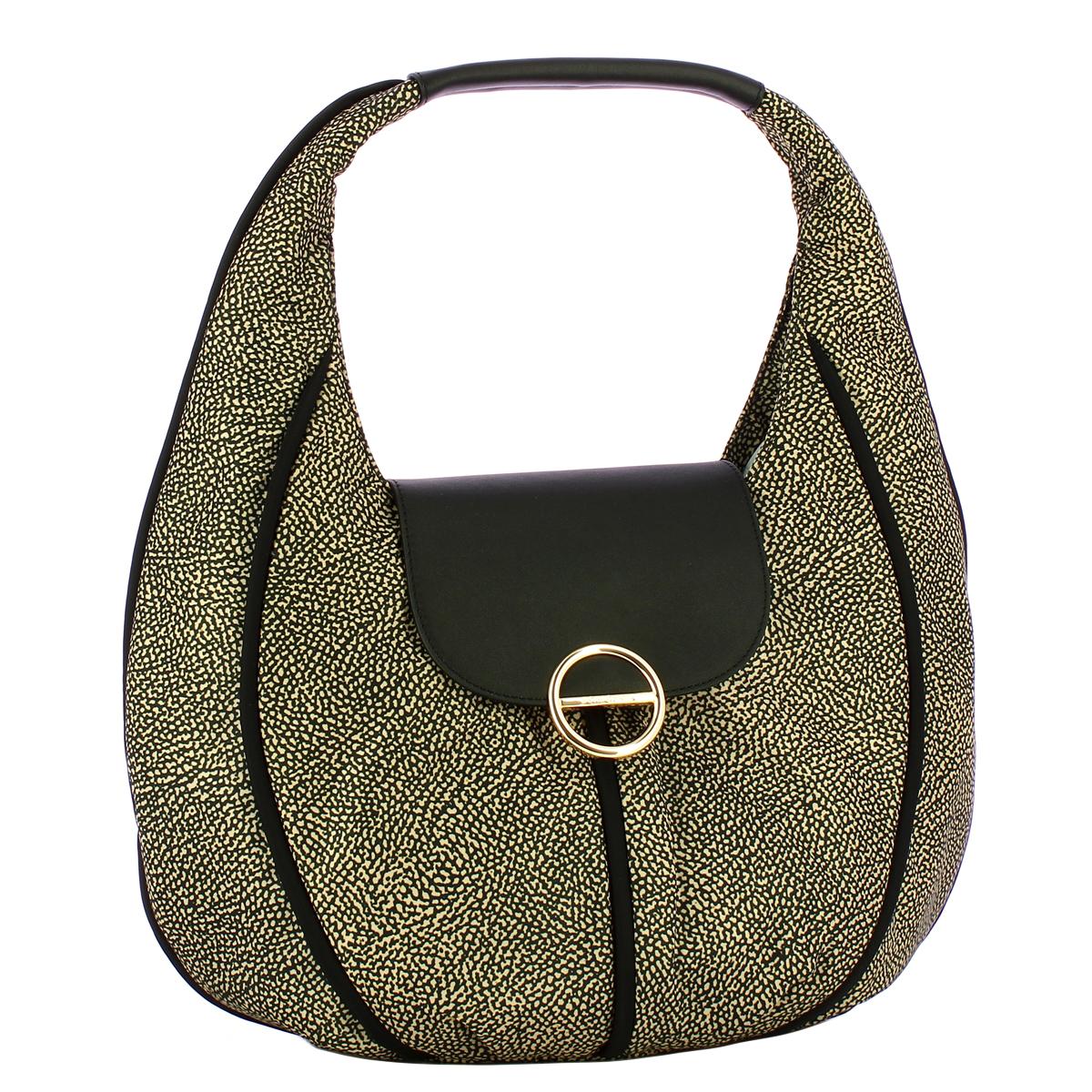 Borbonese Borsa Hobo Medium Cottage OP Naturale Nero - 2