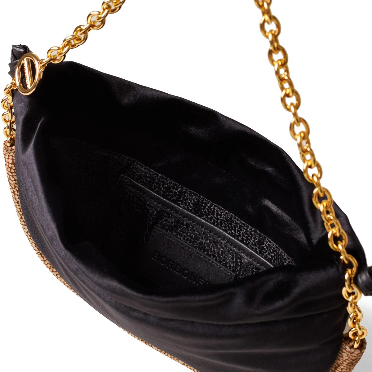 Borbonese Mini Borsa Coquille Nero OP Naturale - 5