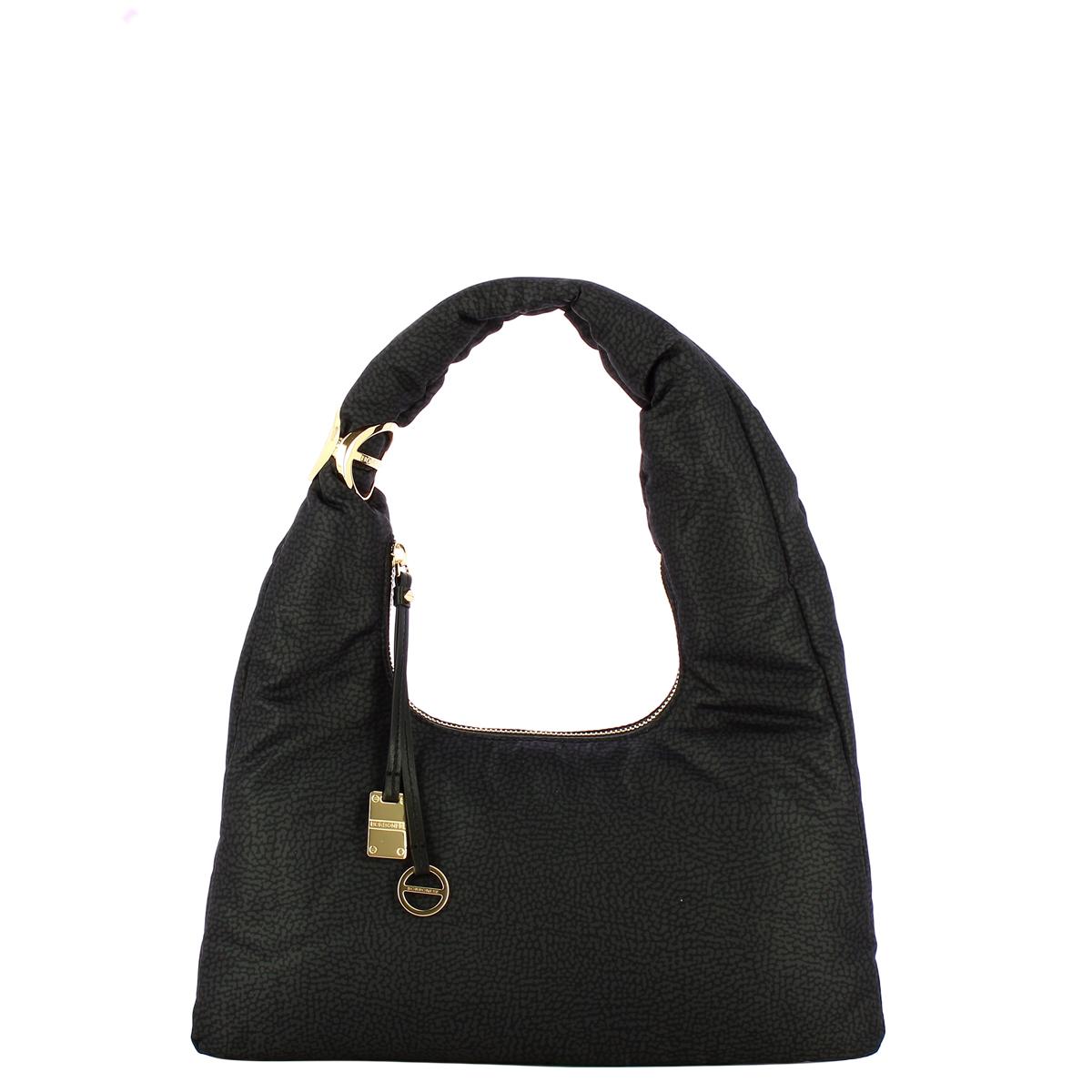 Borbonese Hobo Bag Twinnie Small Dark Black - 1