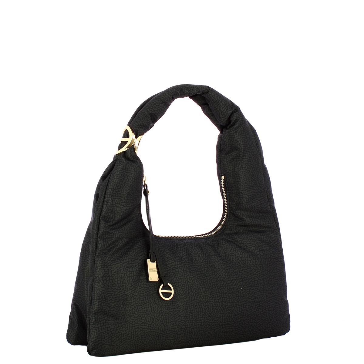 Borbonese Hobo Bag Twinnie Small Dark Black - 2