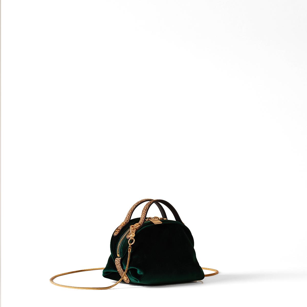 Borbonese Mini Sexy Bag in velluto Alloro OP Naturale - 2