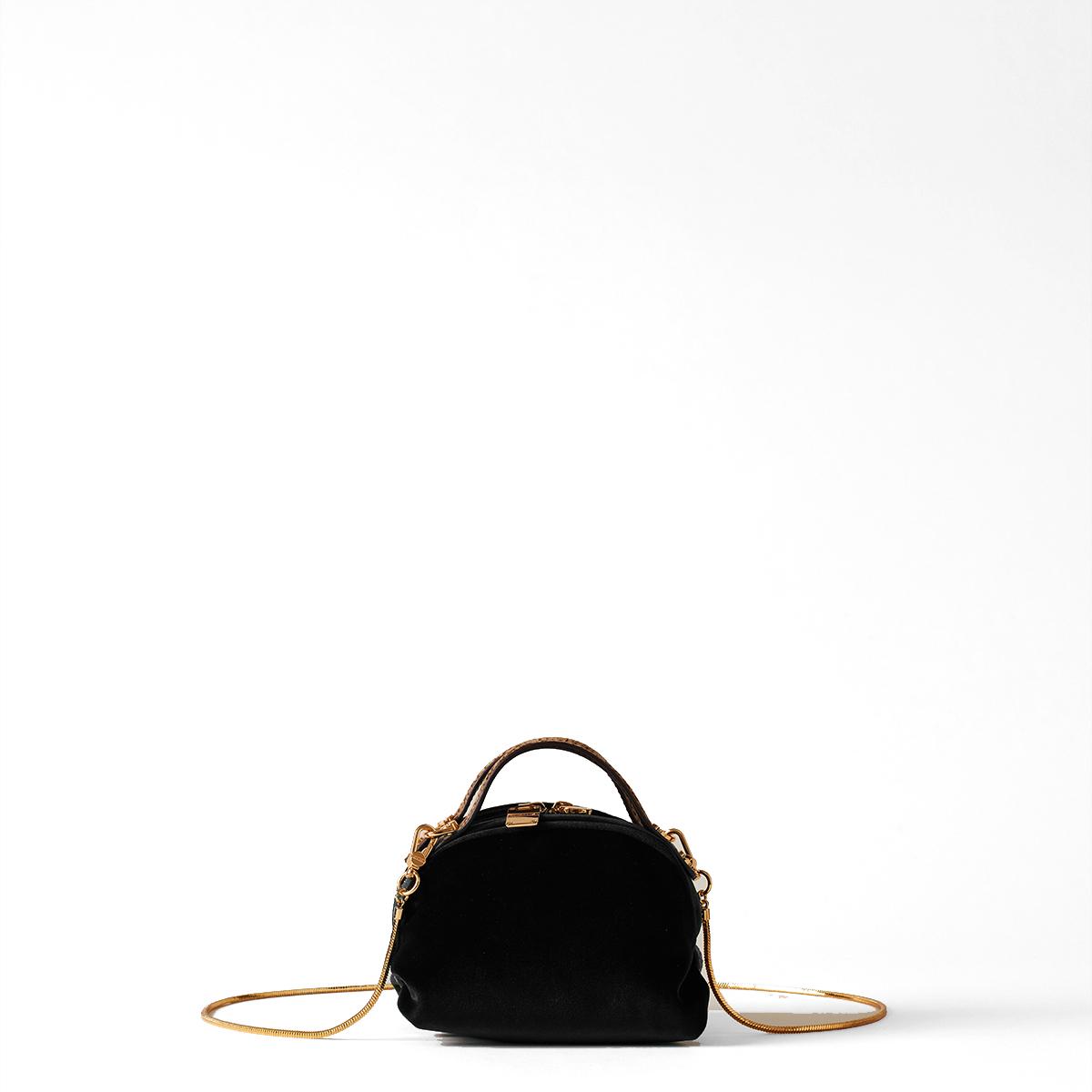 Borbonese Mini Sexy Bag in velluto Nero OP Naturale - 1