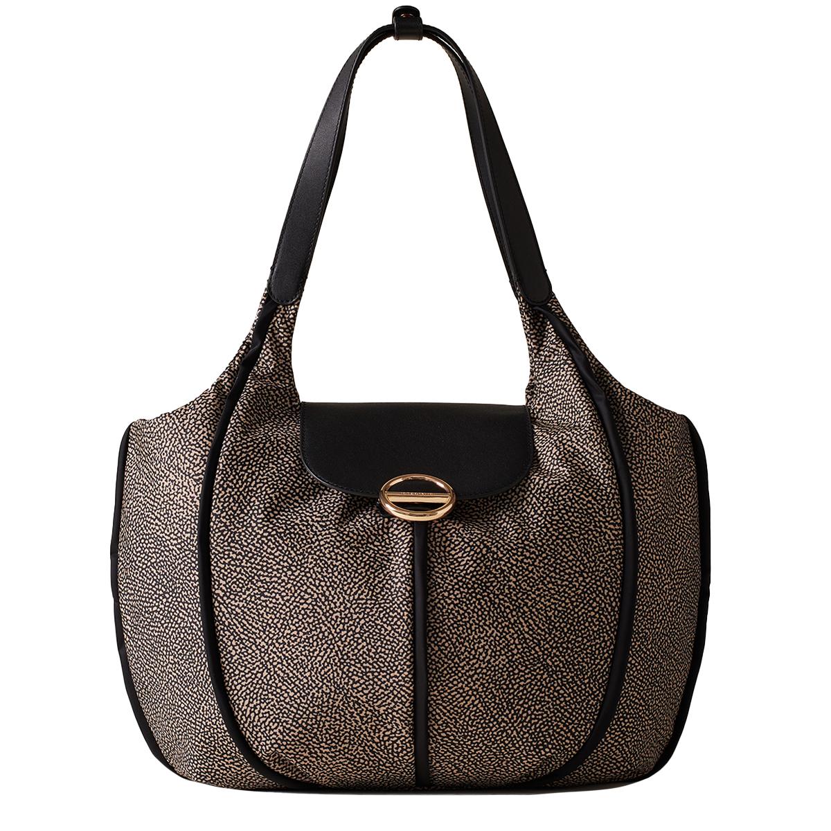 Borbonese Shopping Cottage Medium OP Naturale Nero - 1