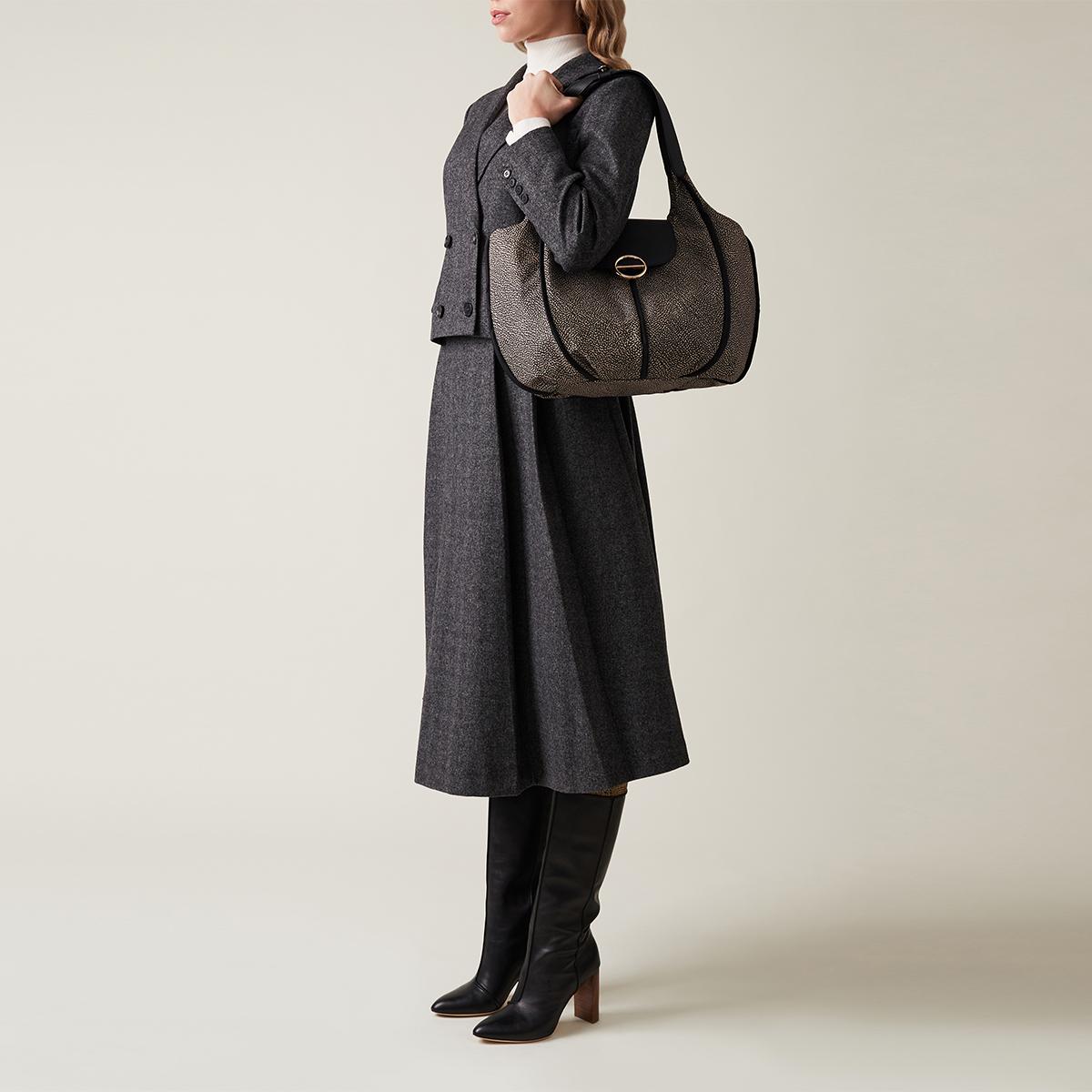 Borbonese Shopping Cottage Medium OP Naturale Nero - 2