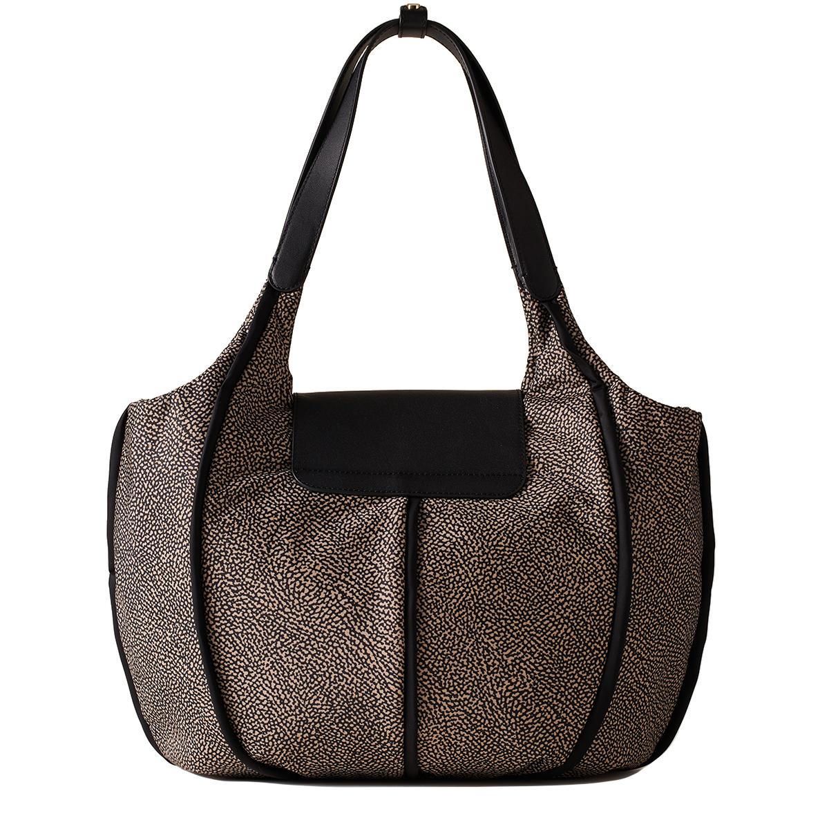 Borbonese Shopping Cottage Medium OP Naturale Nero - 4