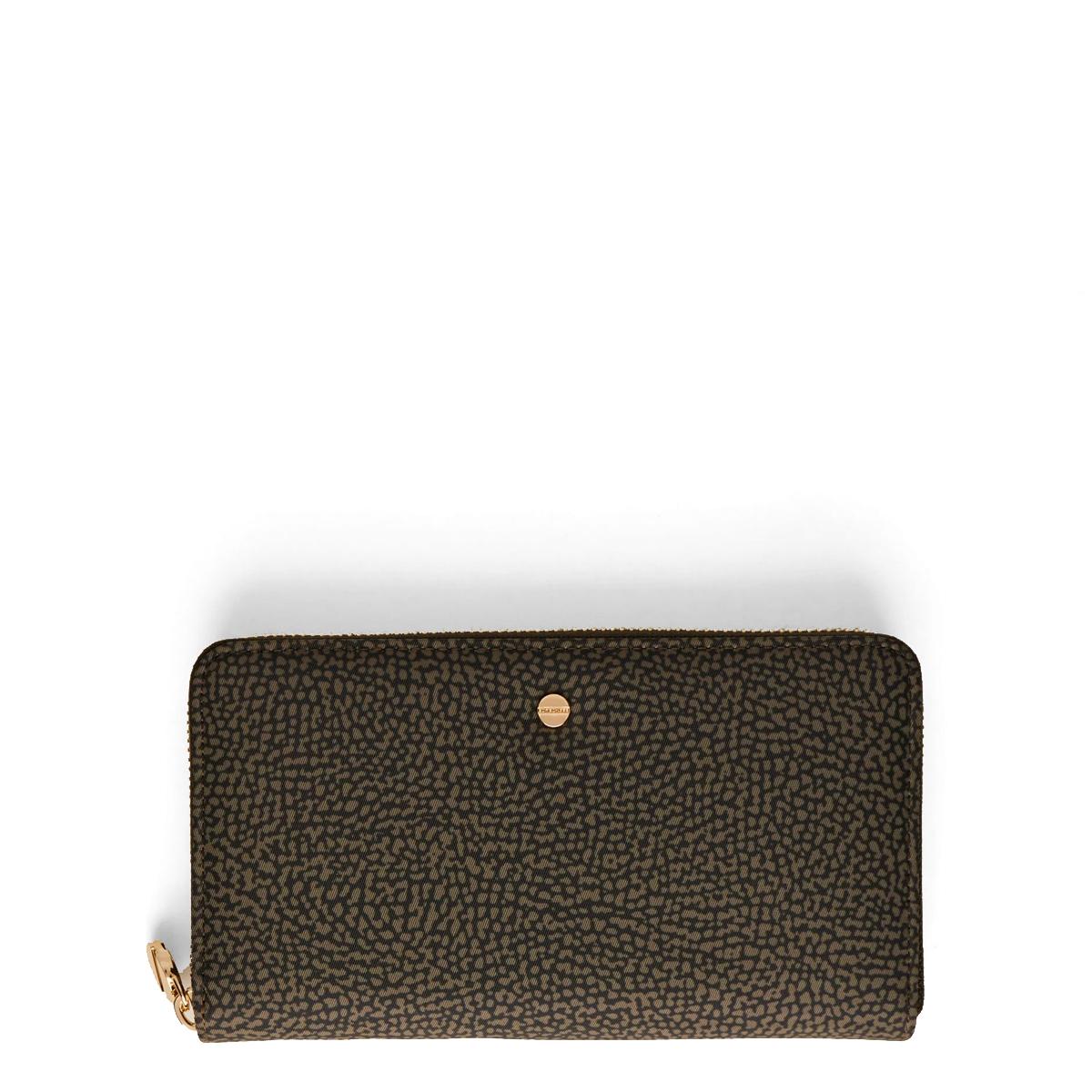 Borbonese Portafoglio RFID in Nylon Riciclato Zip Around Alloro - 1