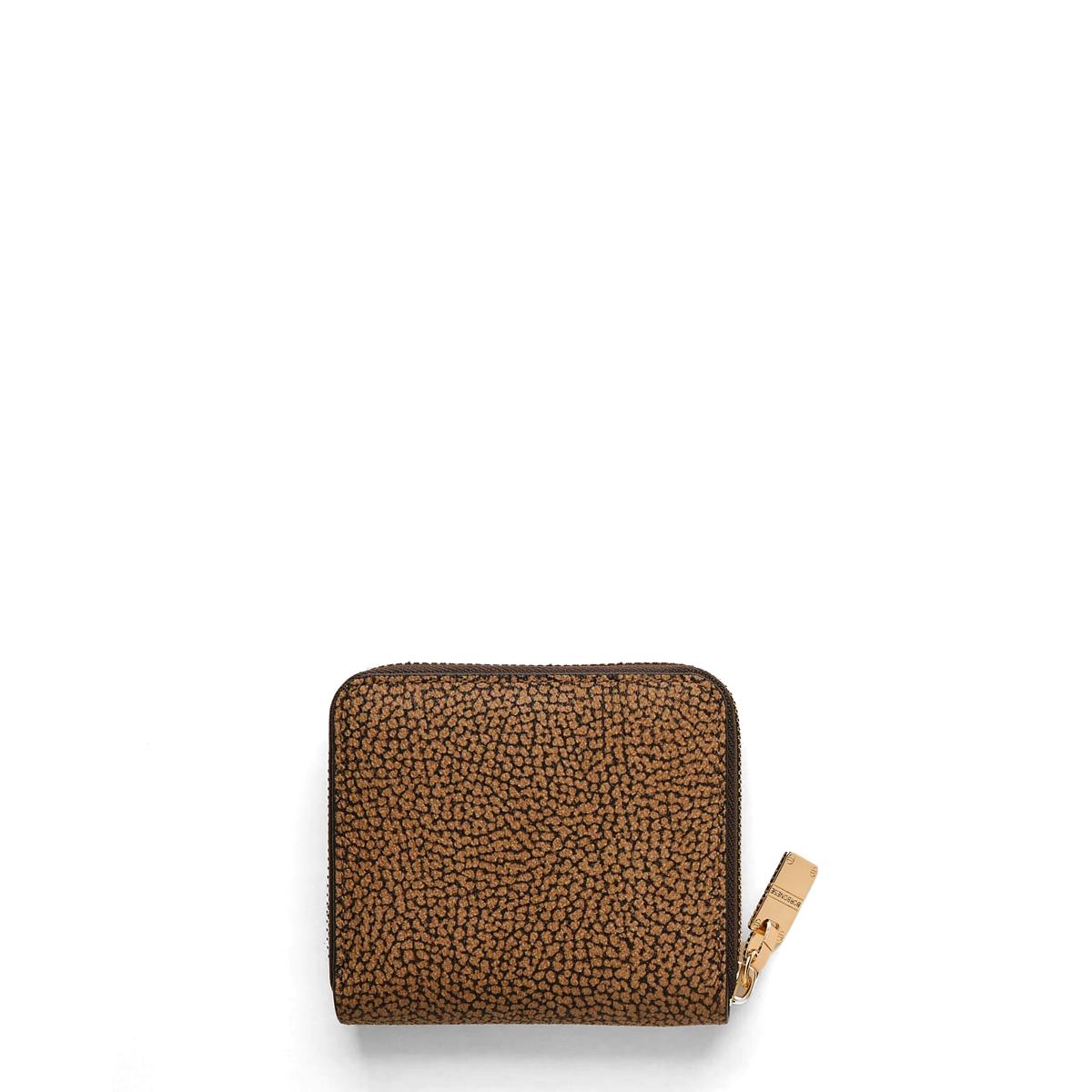 Borbonese Portafoglio Medium in tela rivestita Zip Around OP Naturale Nero - 2