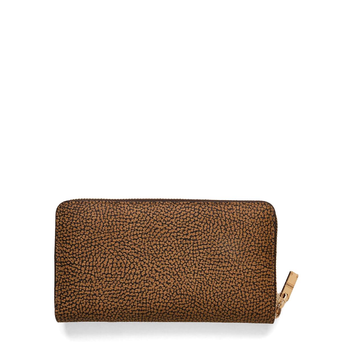 Borbonese Portafoglio Large Zip Around in tela rivestita OP Naturale Nero - 2