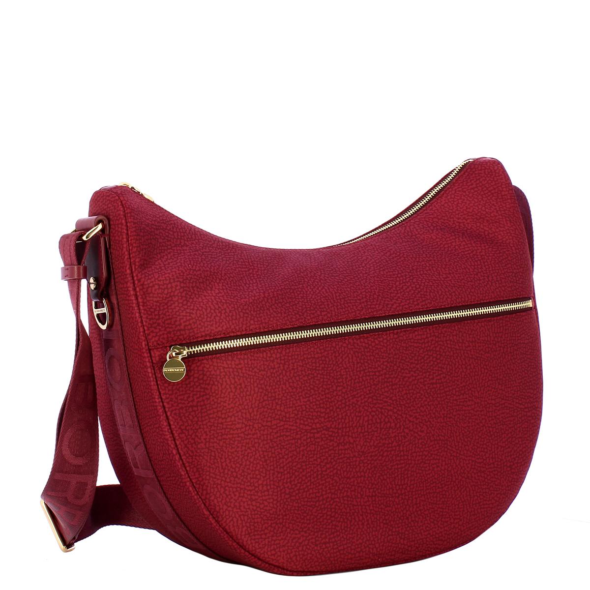 Borbonese Borsa Luna Bag Medium con taschino in Nylon Riciclato Merlot - 2