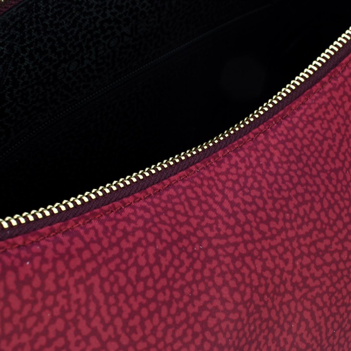 Borbonese Borsa Luna Bag Medium con taschino in Nylon Riciclato Merlot - 4