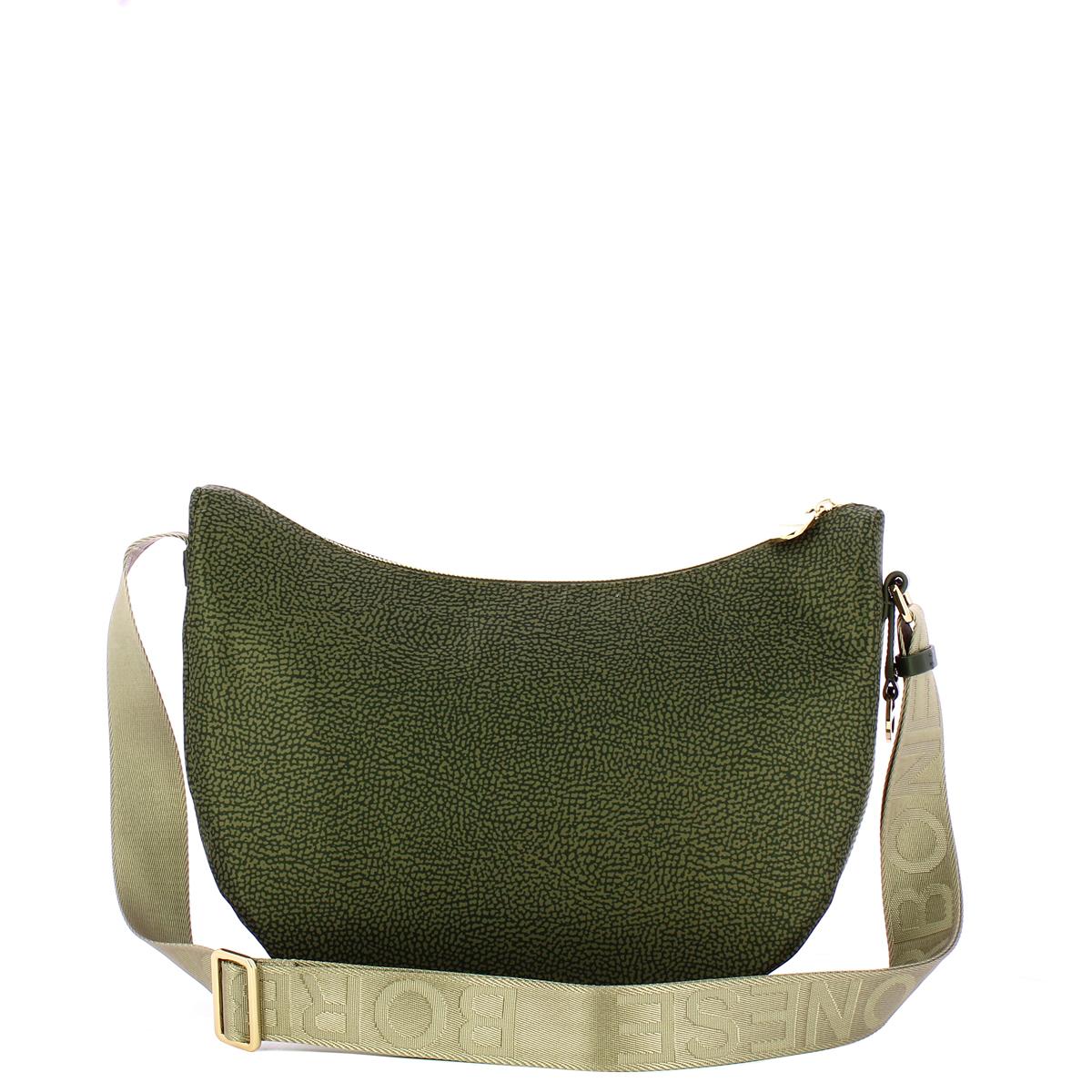 Borbonese Borsa Luna Bag Middle con taschino in Nylon Riciclato Alloro - 3