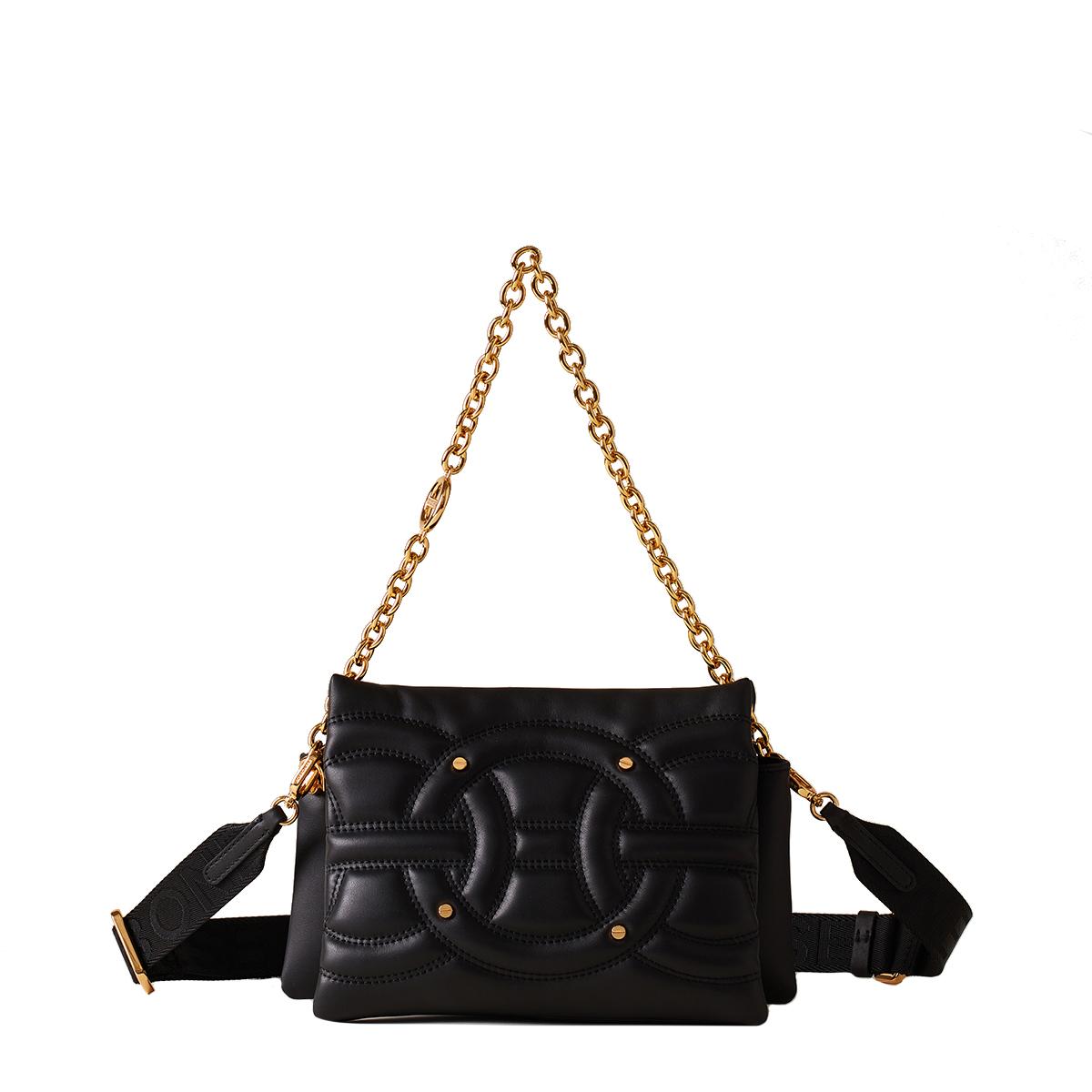 Borbonese Borsa Trifolder Mini Rondo' Nero OP Naturale - 1