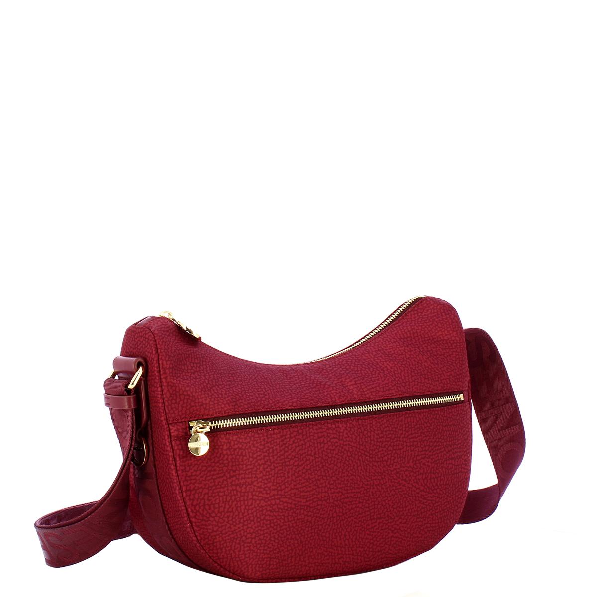 Borbonese Borsa Luna Bag Small con taschino in Nylon Riciclato Merlot - 2