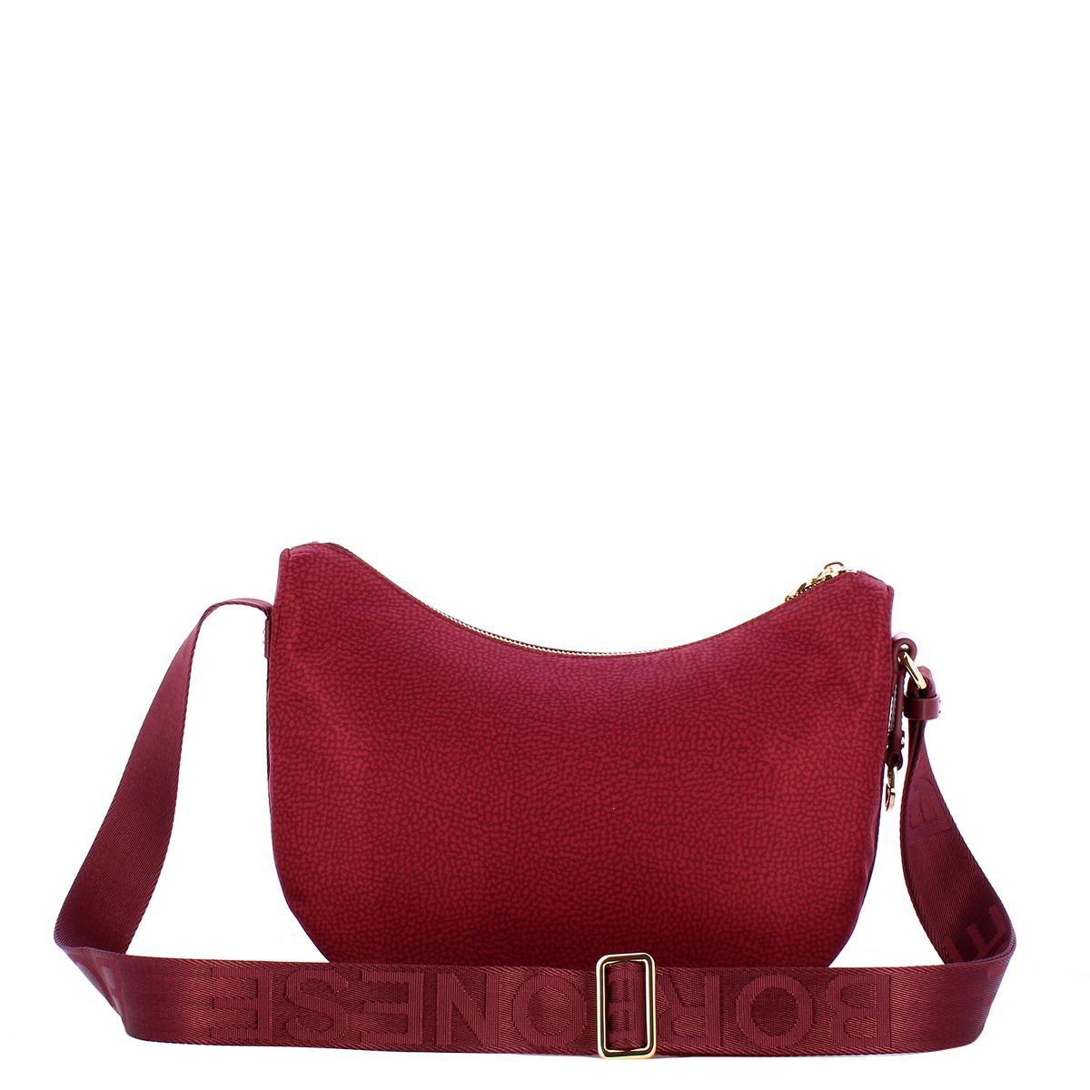 Borbonese Borsa Luna Bag Small con taschino in Nylon Riciclato Merlot - 3