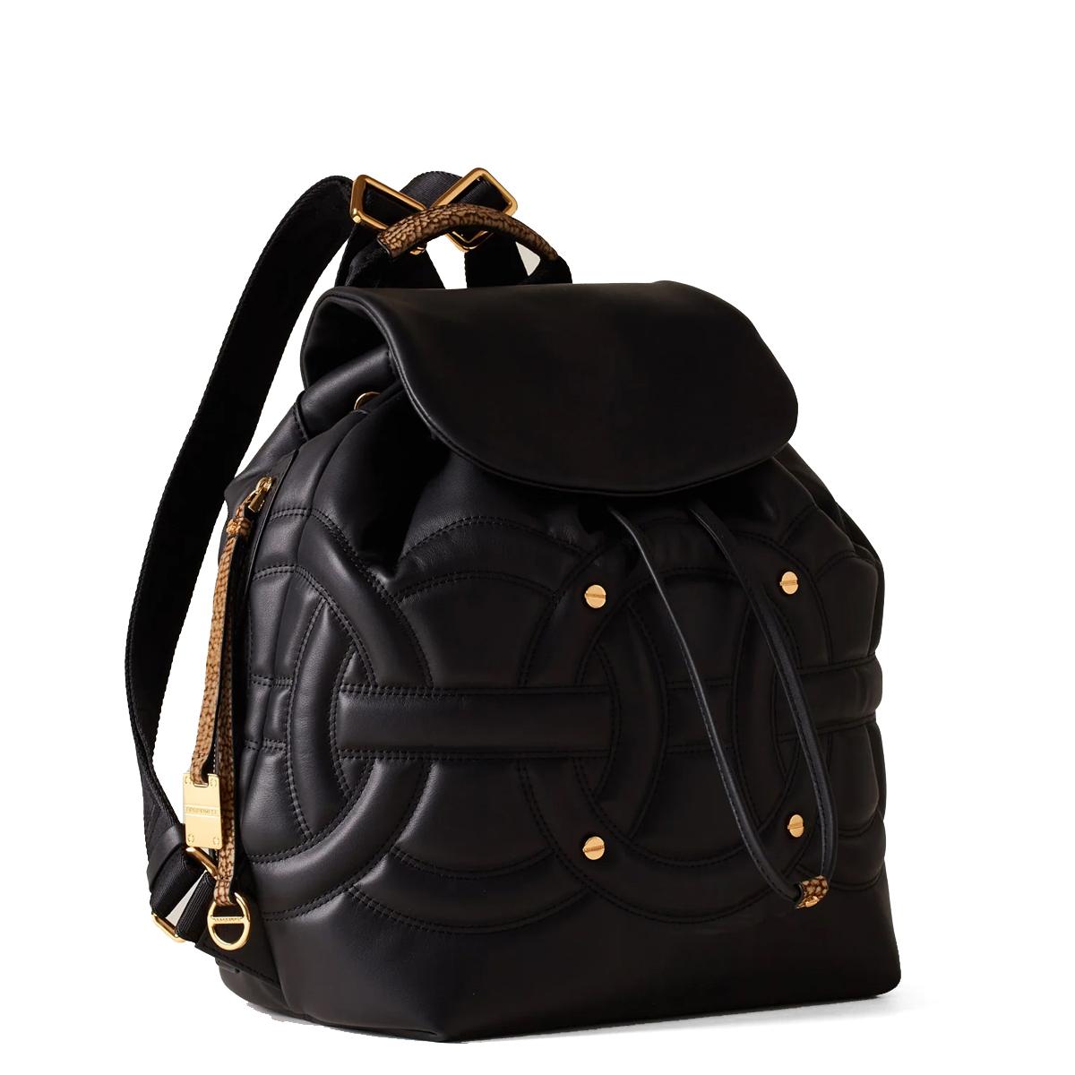 Borbonese Zaino Rondò Medium Nero OP Naturale - 2