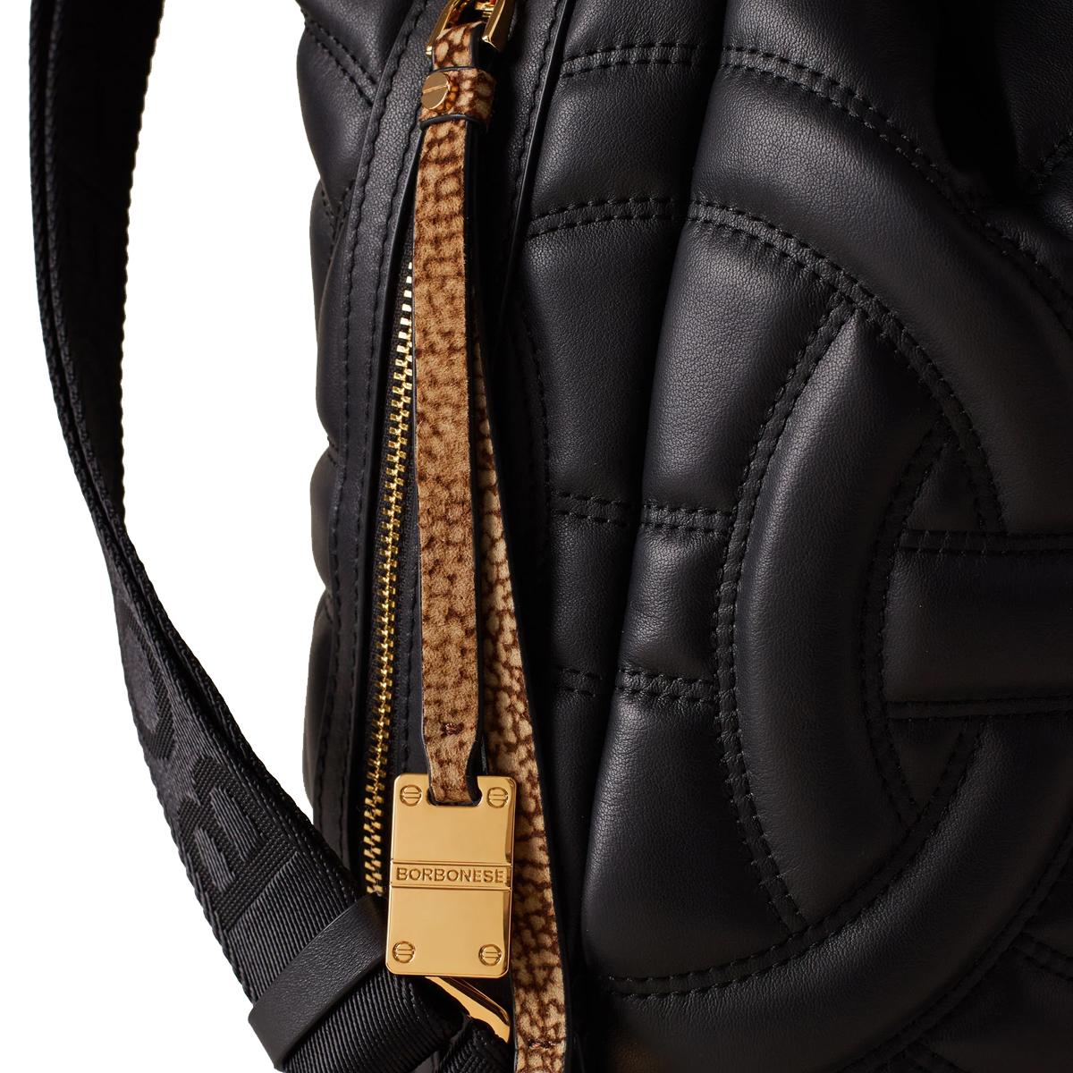 Borbonese Zaino Rondò Medium Nero OP Naturale - 4