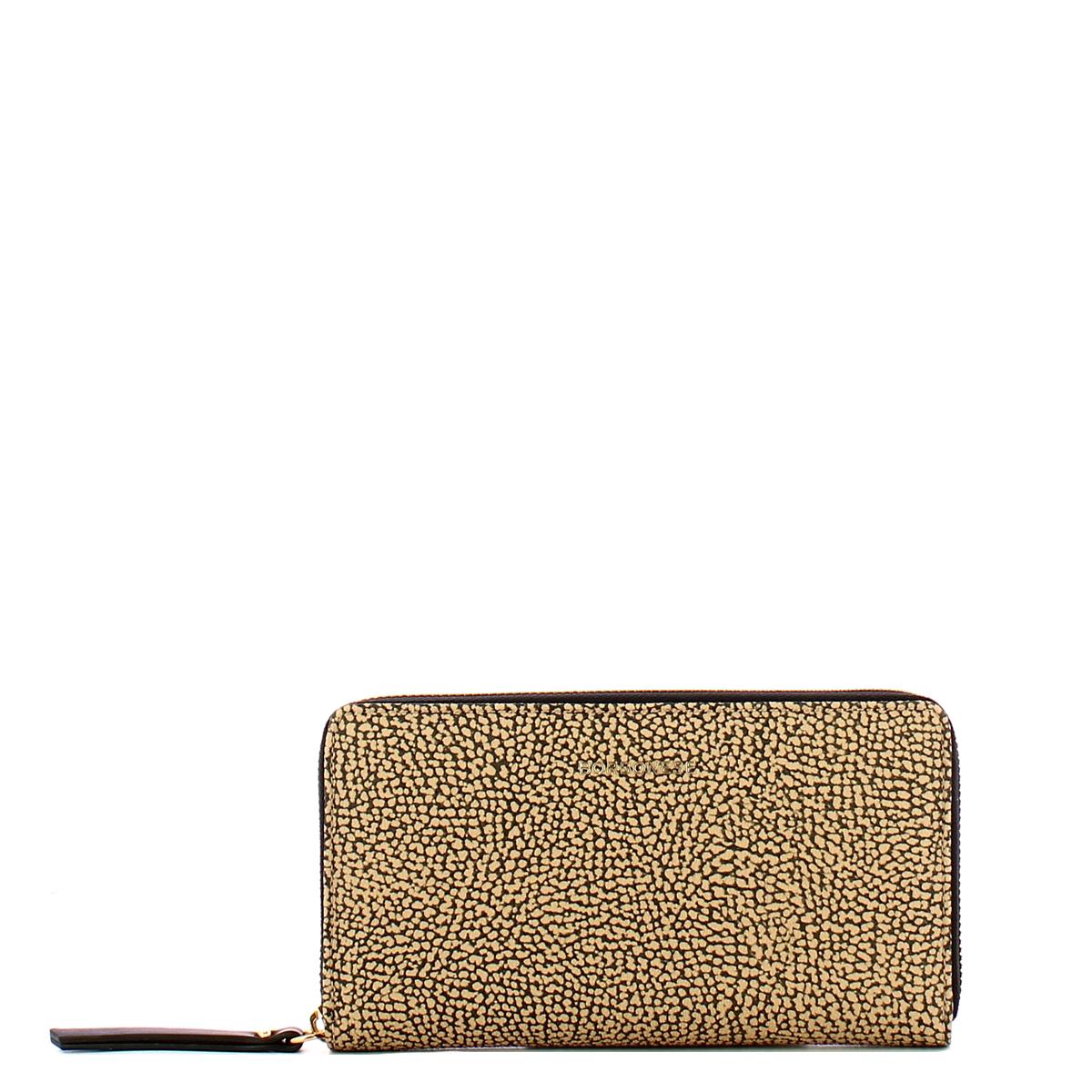 Borbonese Portafoglio Large Zip Around OP Naturale Nero - 1