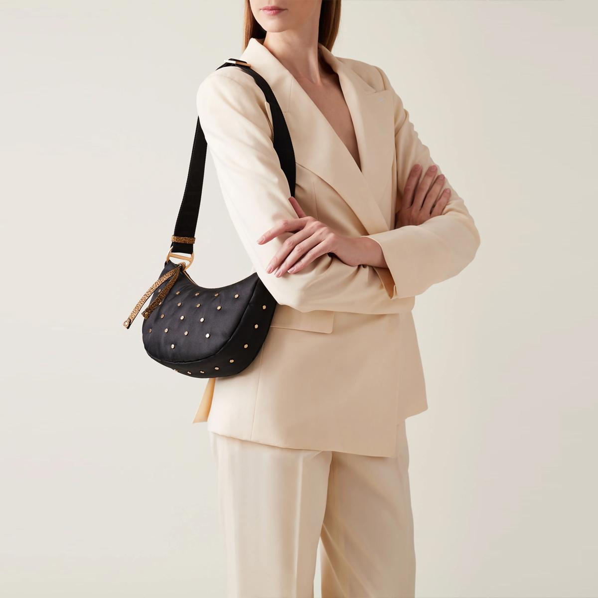 Borbonese Mini Borsa Luna Bag Colette Nero OP Naturale - 6