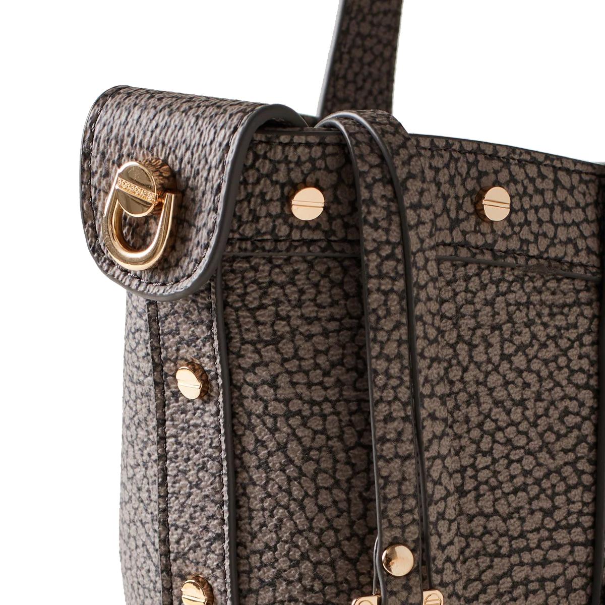 Borbonese Shopping Metropole Large in tela rivestita Clay Grey - 4