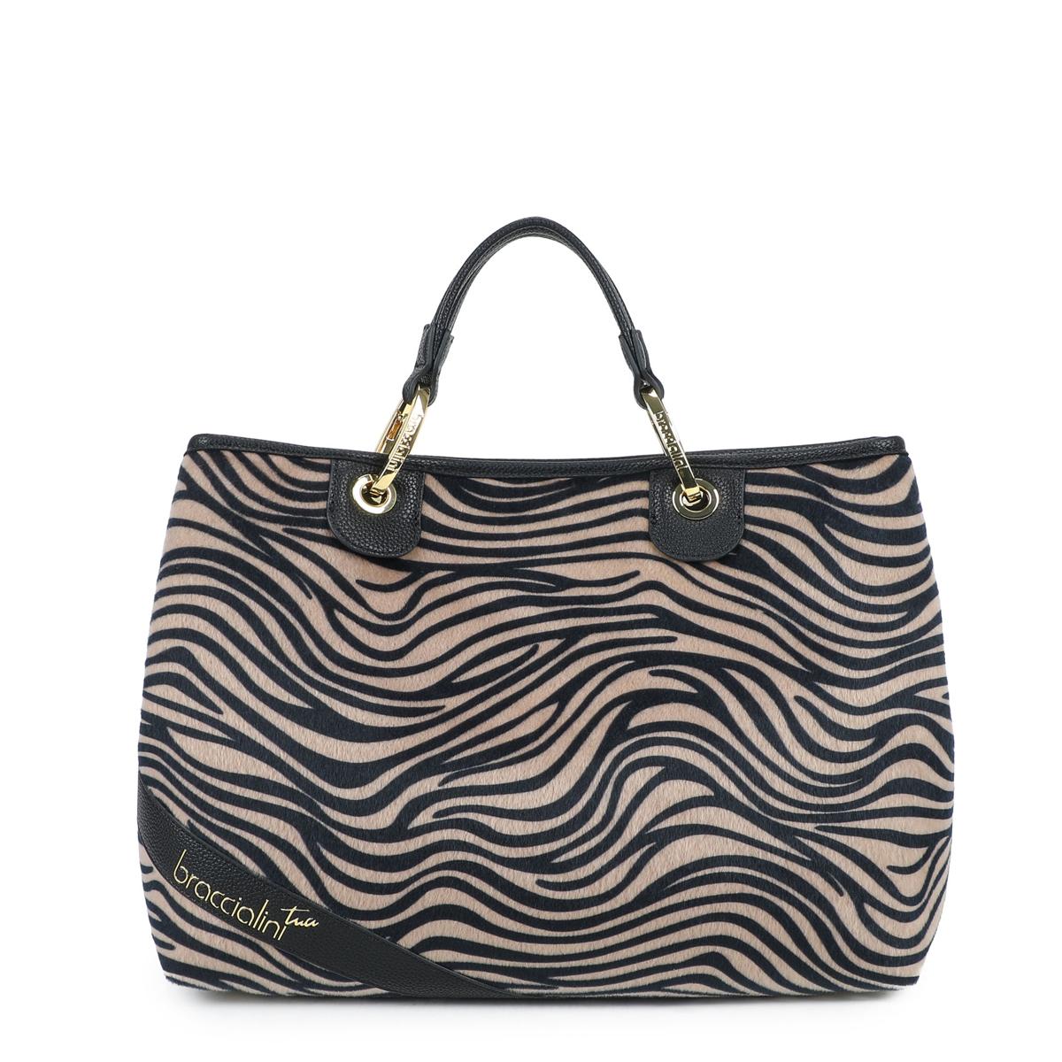 Braccialini Borsa a mano Beth Animalier Grande Zebra - 1