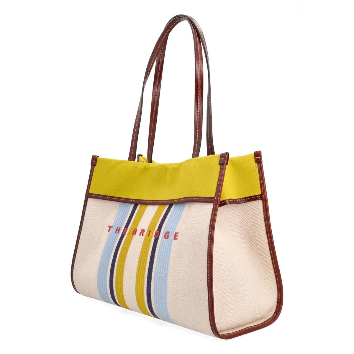 The Bridge Shopper Beach Bag Elisa Wow Naturale Marrone Celeste - 2