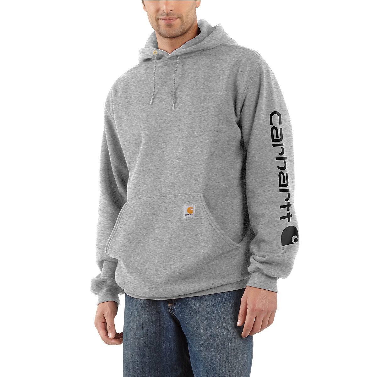 Carhartt Felpa Midweight Logo Sleeve Graphic Heather Grey Black - 1