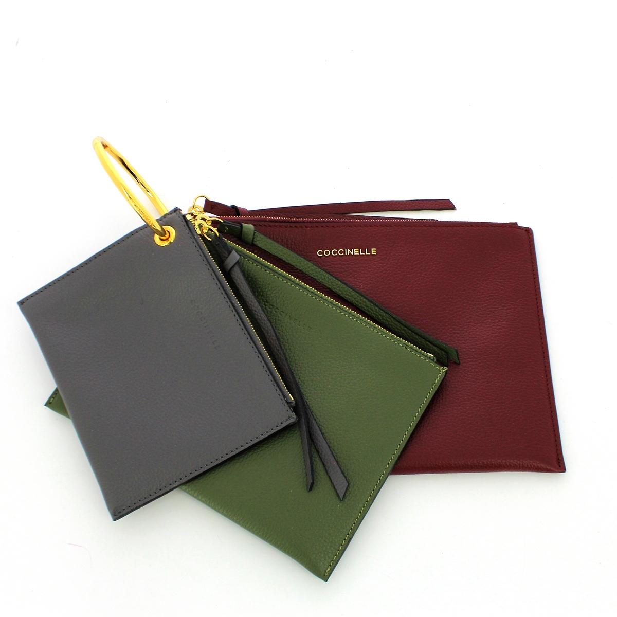 Exuberante Leather pochette - GRAPE/CAPER/FUM