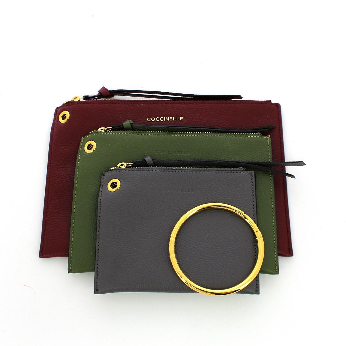 Exuberante Leather pochette - GRAPE/CAPER/FUM