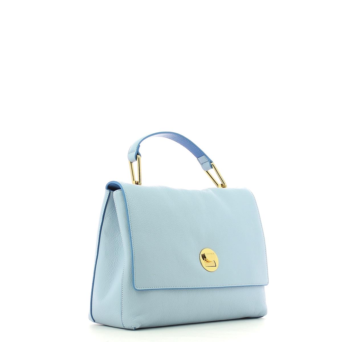 Liya handbag in leather-IRIS/AZUR-UN