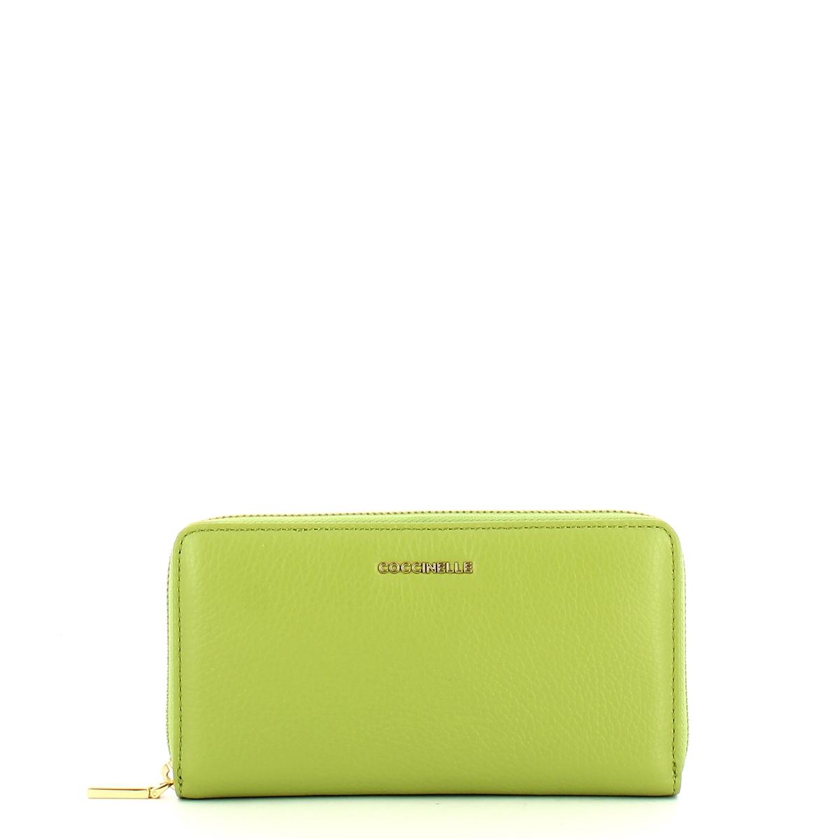 Coccinelle Portafoglio Metallic Soft Large Zip Around Guacamole - 1