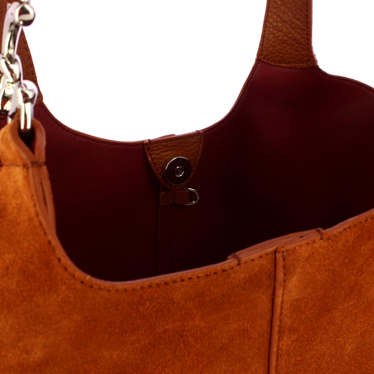 Coccinelle C-Easy Suede Cognac Shoulder Bag - 5