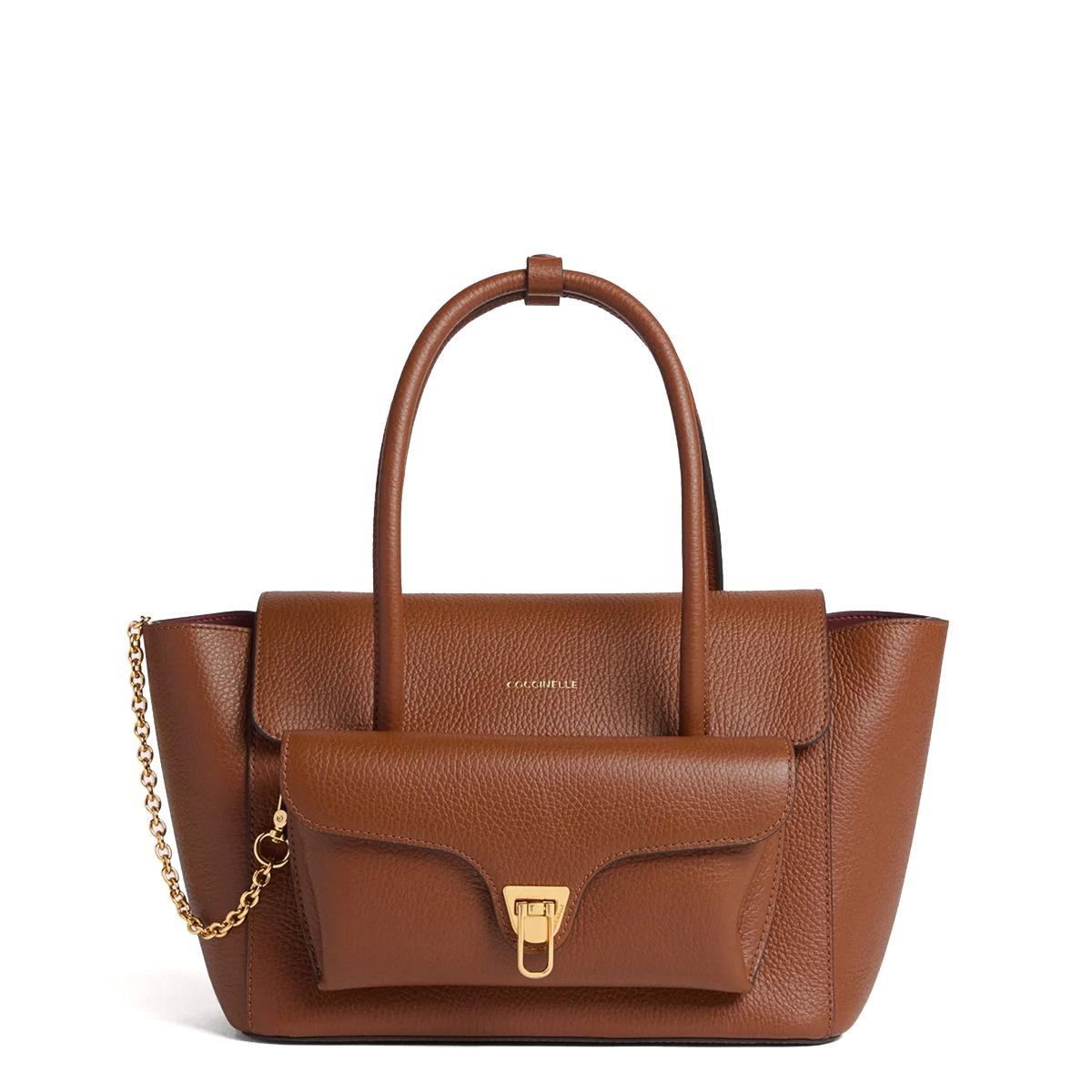 Coccinelle Double Beat Cognac Bowling Bag - 1