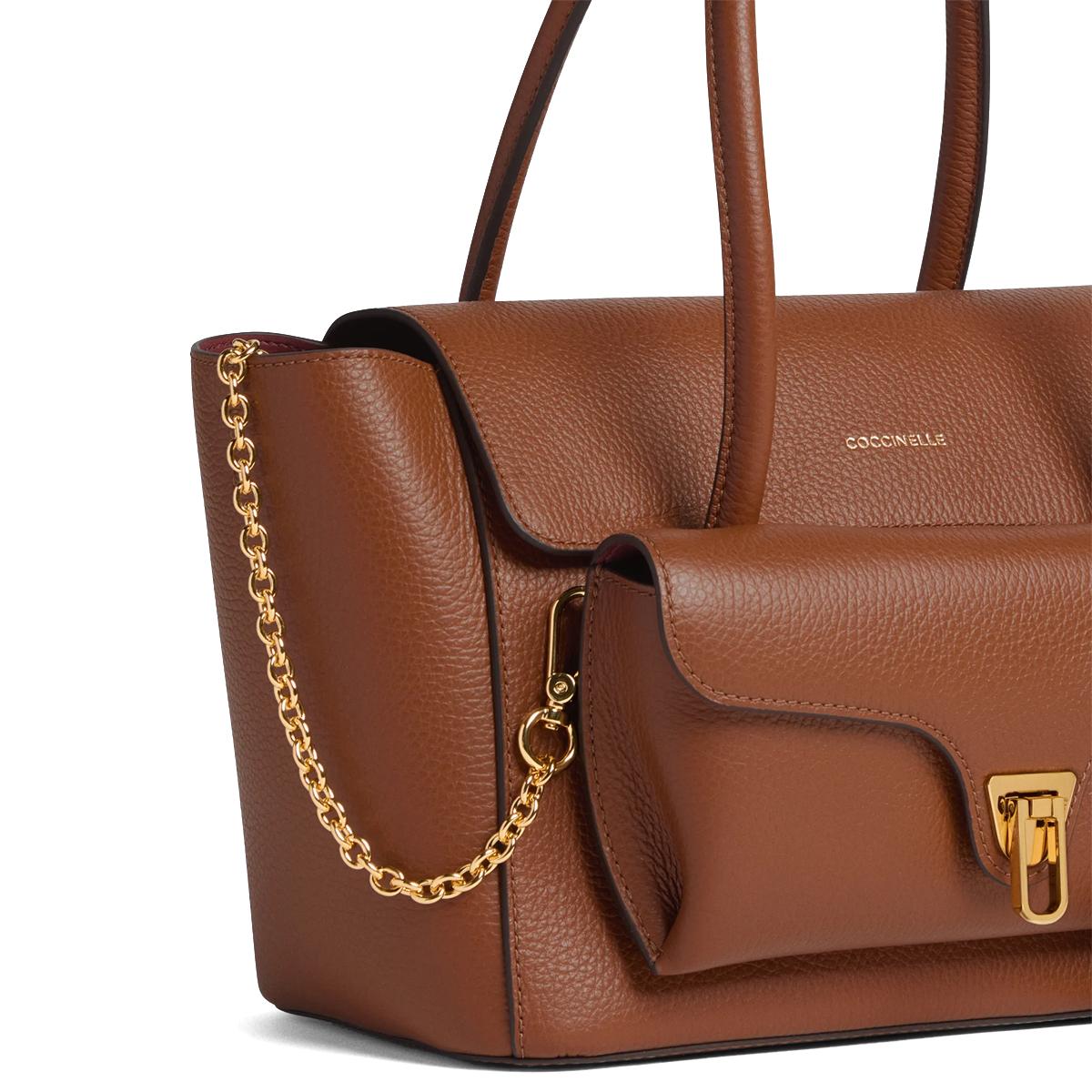 Coccinelle Double Beat Cognac Bowling Bag - 4