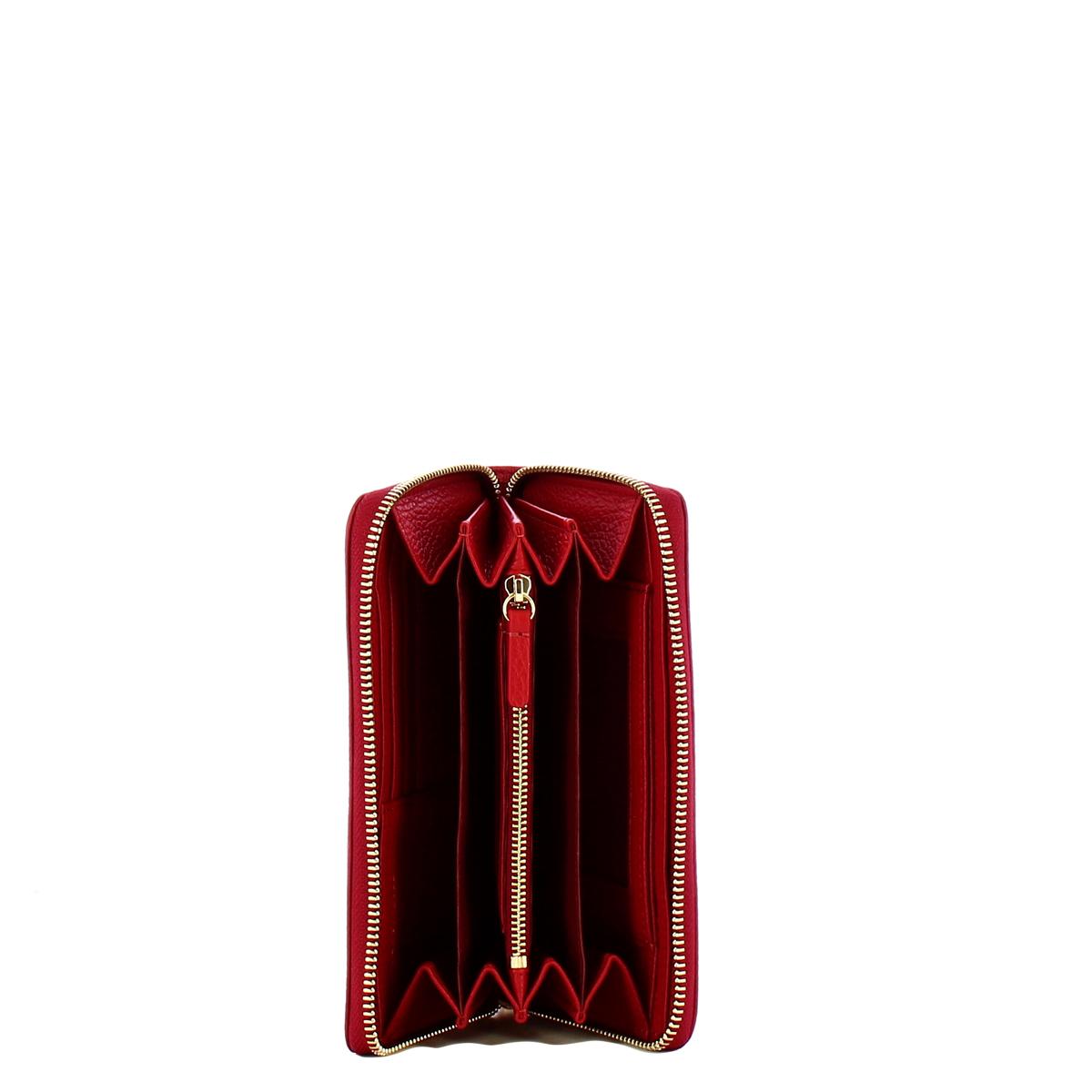 Coccinelle Portafoglio Metallic Soft Large Zip Around Ruby - 3