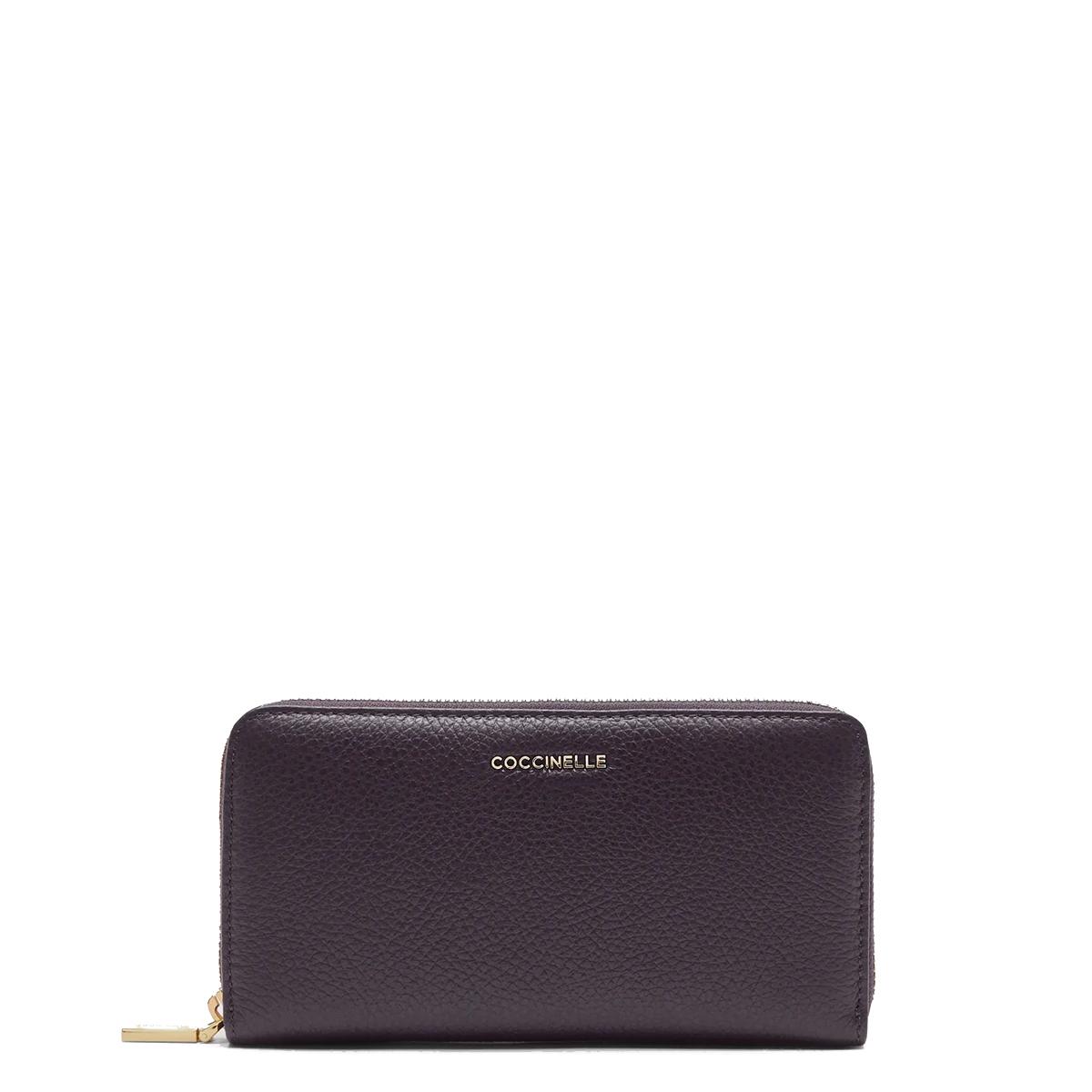 Coccinelle Portafoglio Metallic Soft Large Zip Around Prune - 1